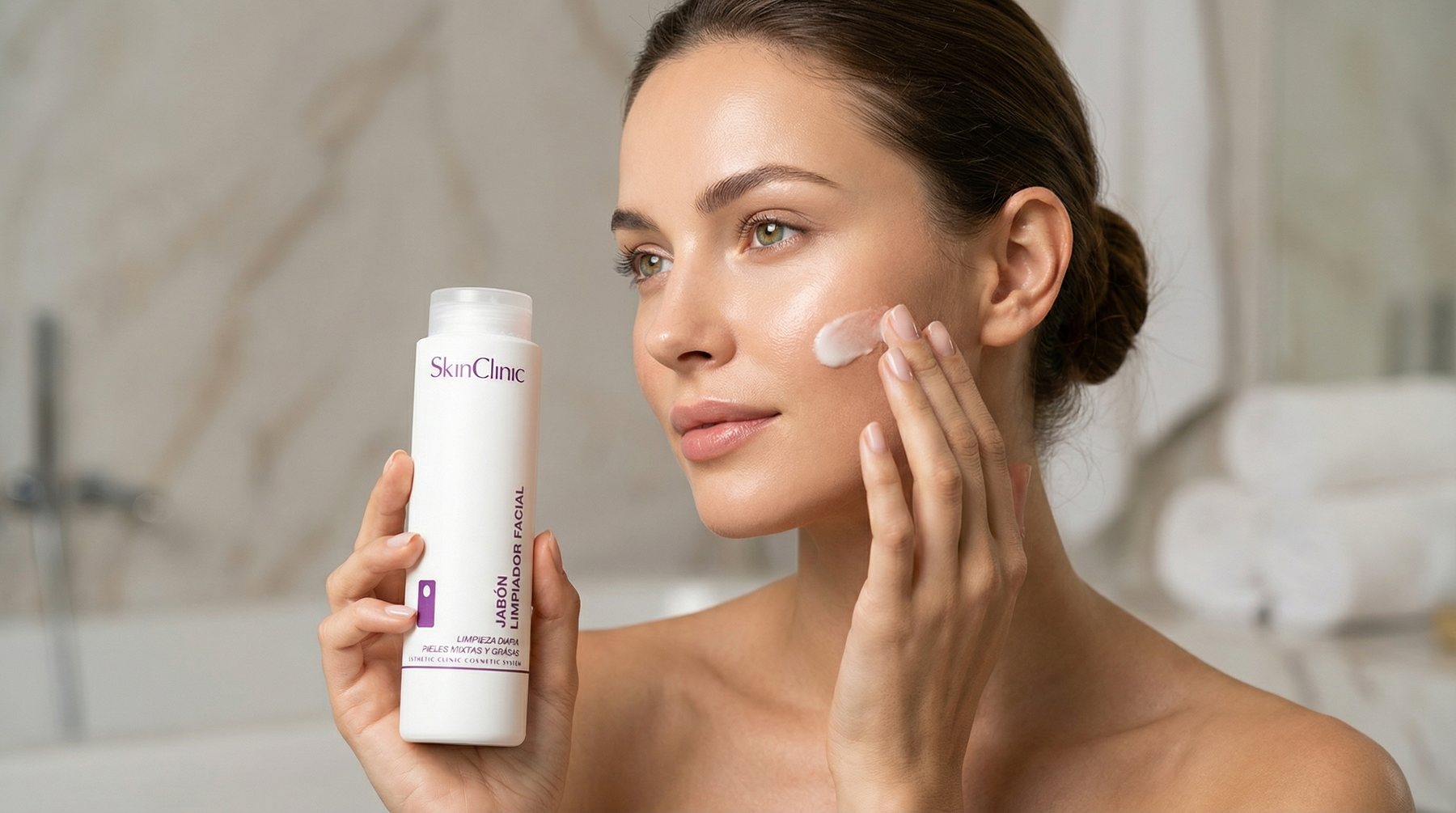 Woman applying SkinClinic cream